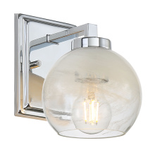 Golden 3094-BA1 CH-ALA - Yep by Golden Lighting Elliott 1-light Vanity in Chrome and Clear Alabaster Glass